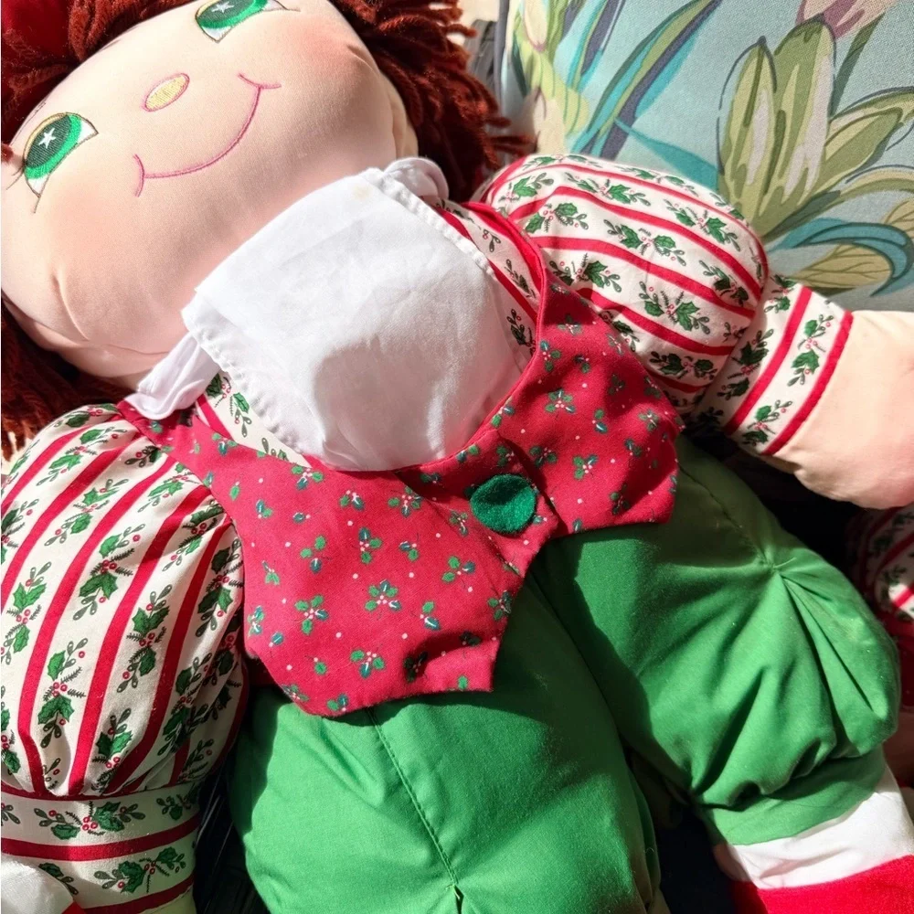 Vintage Boy & Girl Holly Mine Pillow Persons Christmas Dolls 26